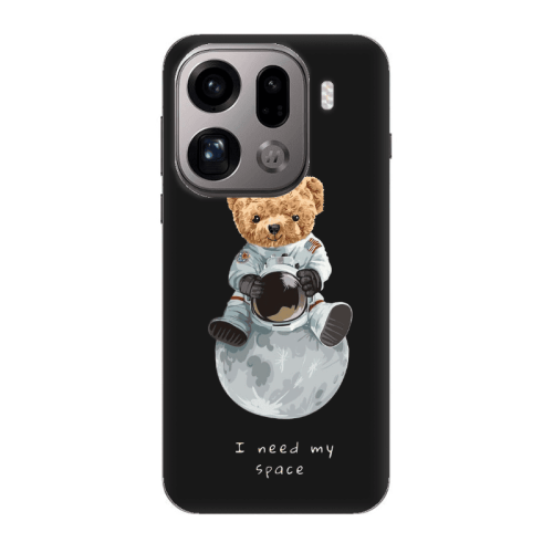 Oppo Find X9 Pro Bear in space Black Colored Silicone TPU Θήκη
